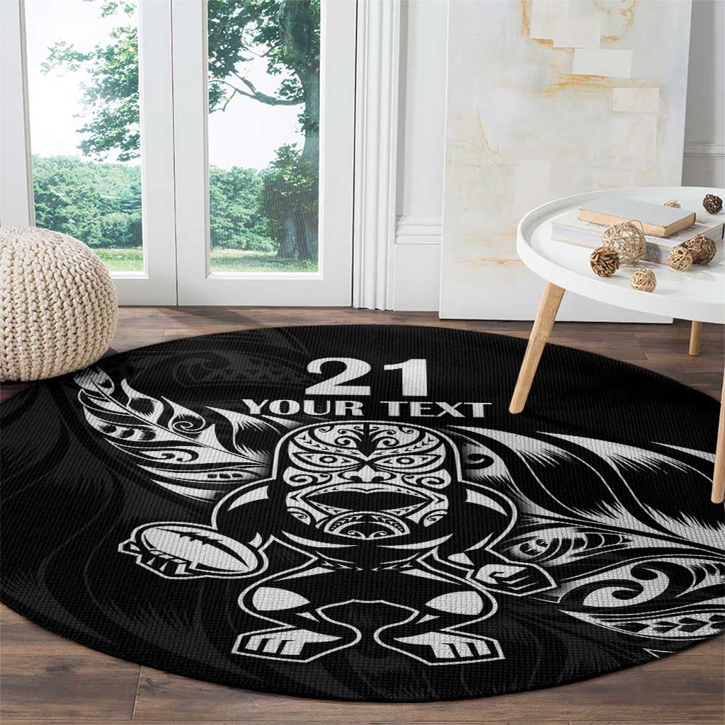 New Zealand Rugby Custom Round Carpet Opango All Black Fern LT9 - Polynesian Pride