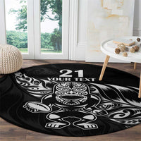 New Zealand Rugby Custom Round Carpet Opango All Black Fern LT9 - Polynesian Pride