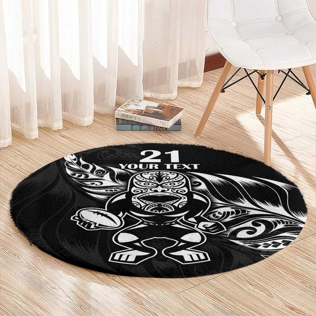 New Zealand Rugby Custom Round Carpet Opango All Black Fern LT9 - Polynesian Pride