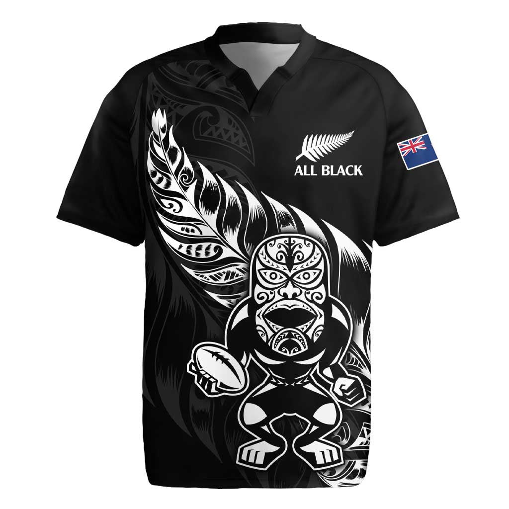 New Zealand Rugby Custom Rugby Jersey Opango All Black Fern LT9 Black - Polynesian Pride