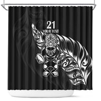 New Zealand Rugby Custom Shower Curtain Opango All Black Fern LT9 Black - Polynesian Pride