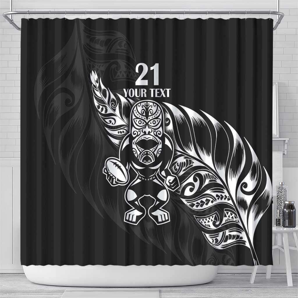 New Zealand Rugby Custom Shower Curtain Opango All Black Fern LT9 - Polynesian Pride