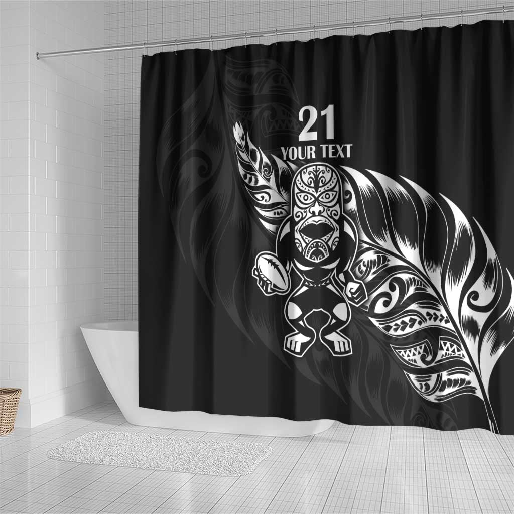 New Zealand Rugby Custom Shower Curtain Opango All Black Fern LT9 - Polynesian Pride