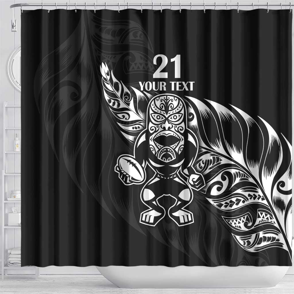 New Zealand Rugby Custom Shower Curtain Opango All Black Fern LT9 - Polynesian Pride