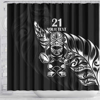 New Zealand Rugby Custom Shower Curtain Opango All Black Fern LT9 - Polynesian Pride