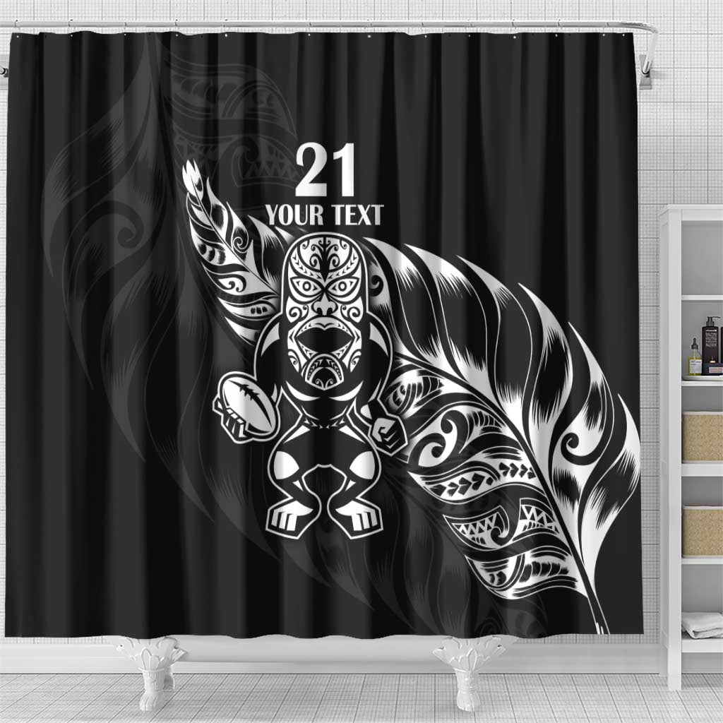 New Zealand Rugby Custom Shower Curtain Opango All Black Fern LT9 - Polynesian Pride