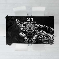 New Zealand Rugby Custom Tablecloth Opango All Black Fern LT9 Black - Polynesian Pride