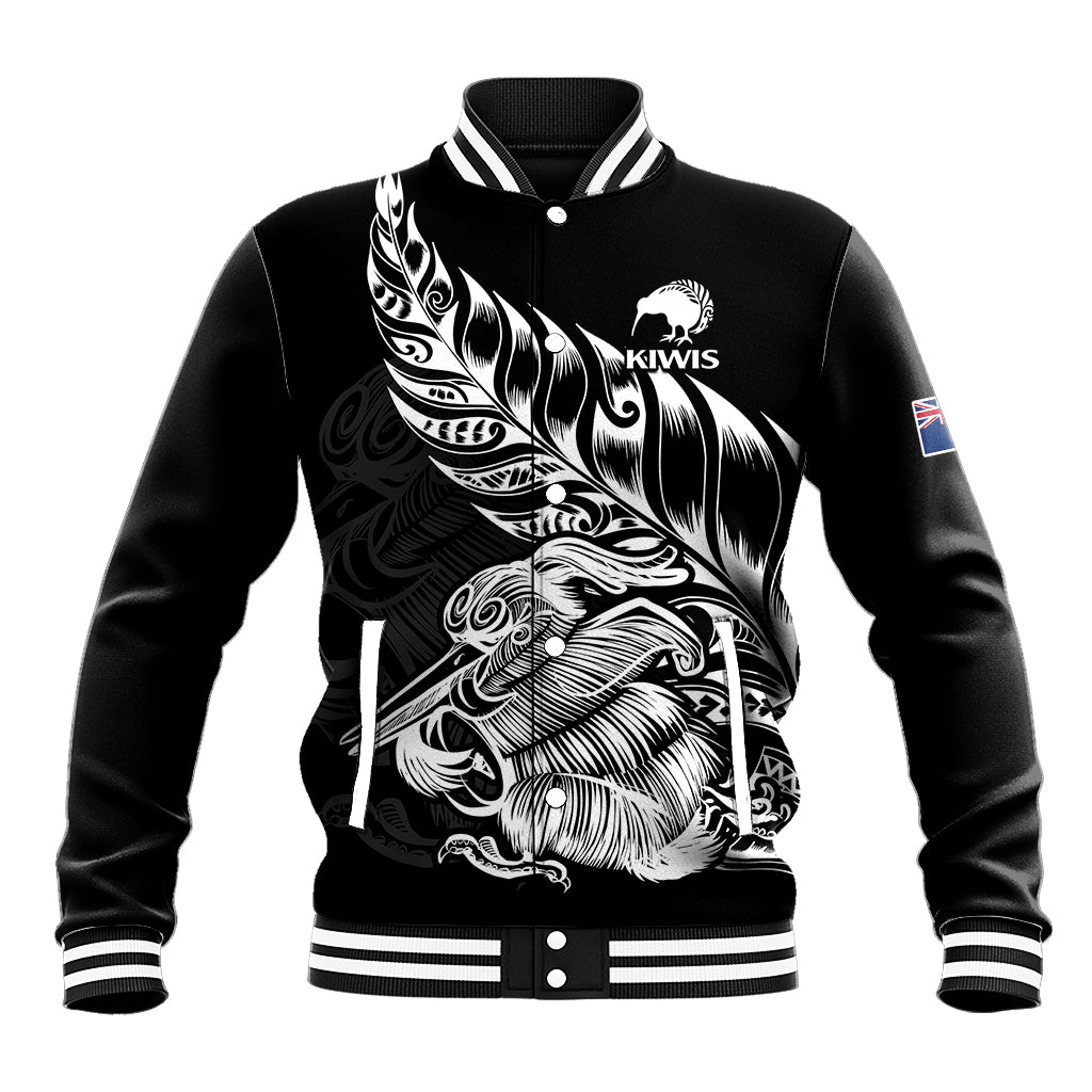 New Zealand Kiwi Rugby Baseball Jacket LT9 Unisex Black - Polynesian Pride