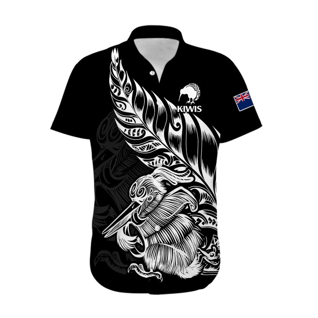 (Custom Text And Number) New Zealand Kiwi Rugby Hawaiian Shirt LT9 Black - Polynesian Pride