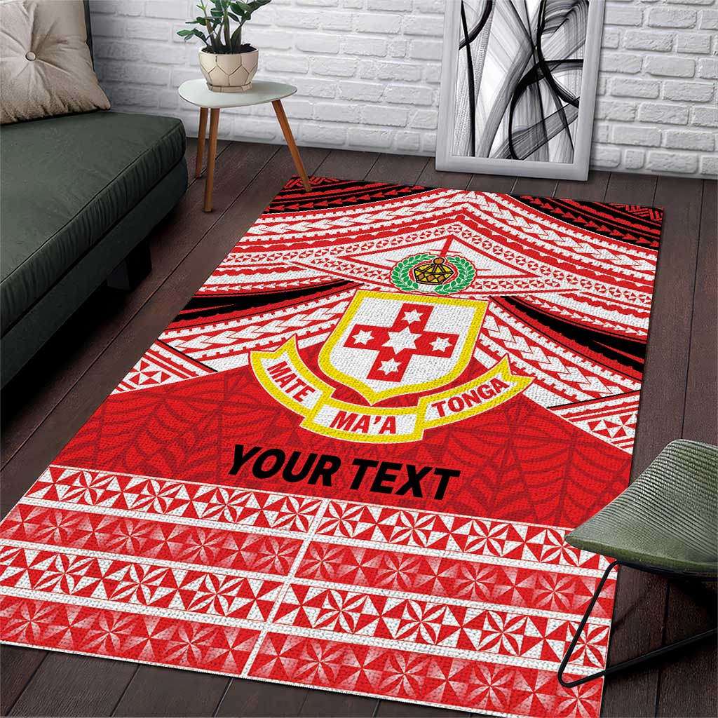 Personalised Kolisi Tonga College Atele Area Rug Polynesian Ngatu Tribal LT9 Red - Polynesian Pride