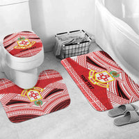 Personalised Kolisi Tonga College Atele Bathroom Set Polynesian Ngatu Tribal LT9 Mat Set Only (3 pcs) One Size Red - Polynesian Pride