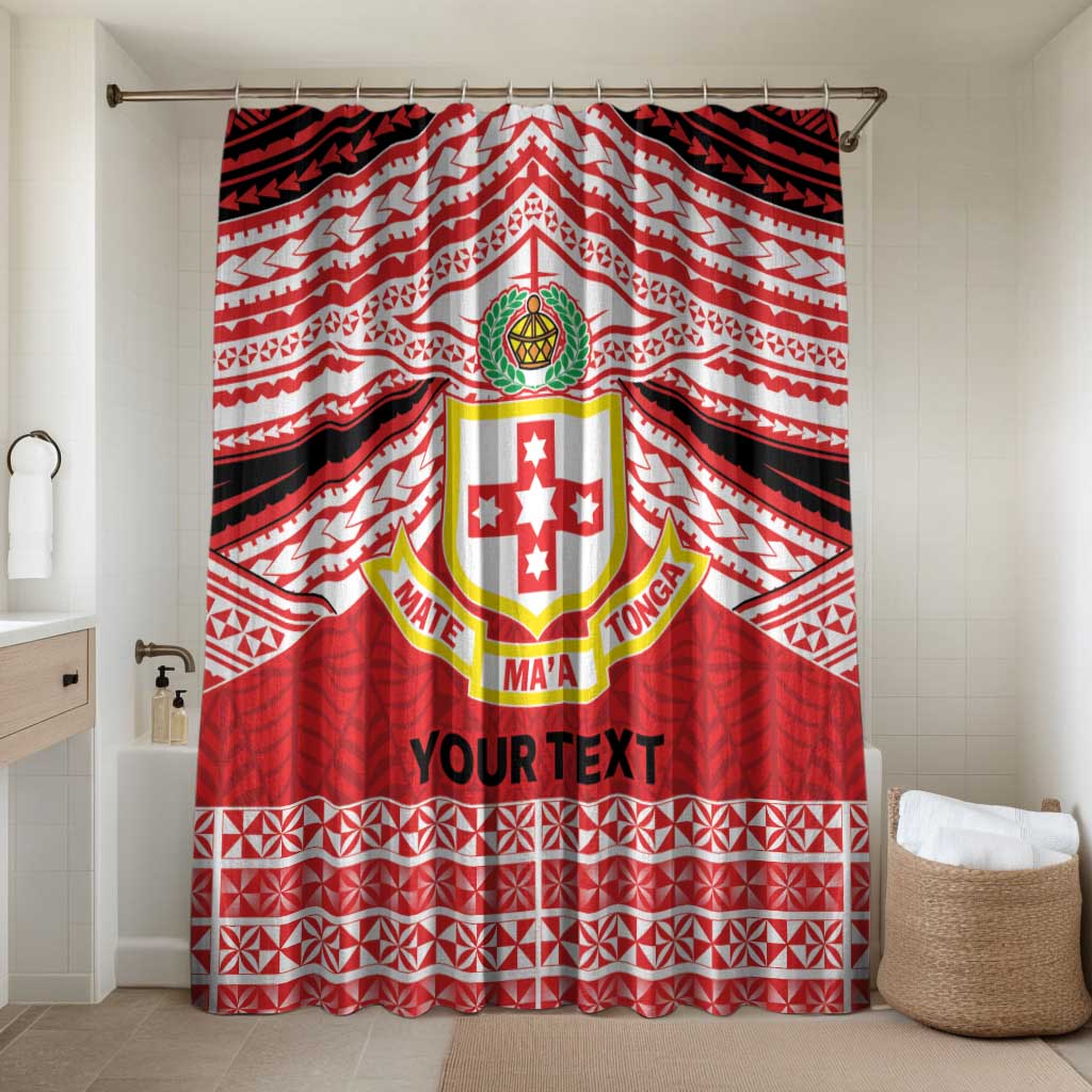 Personalised Kolisi Tonga College Atele Bathroom Set Polynesian Ngatu Tribal LT9 Shower Curtain Only Red - Polynesian Pride
