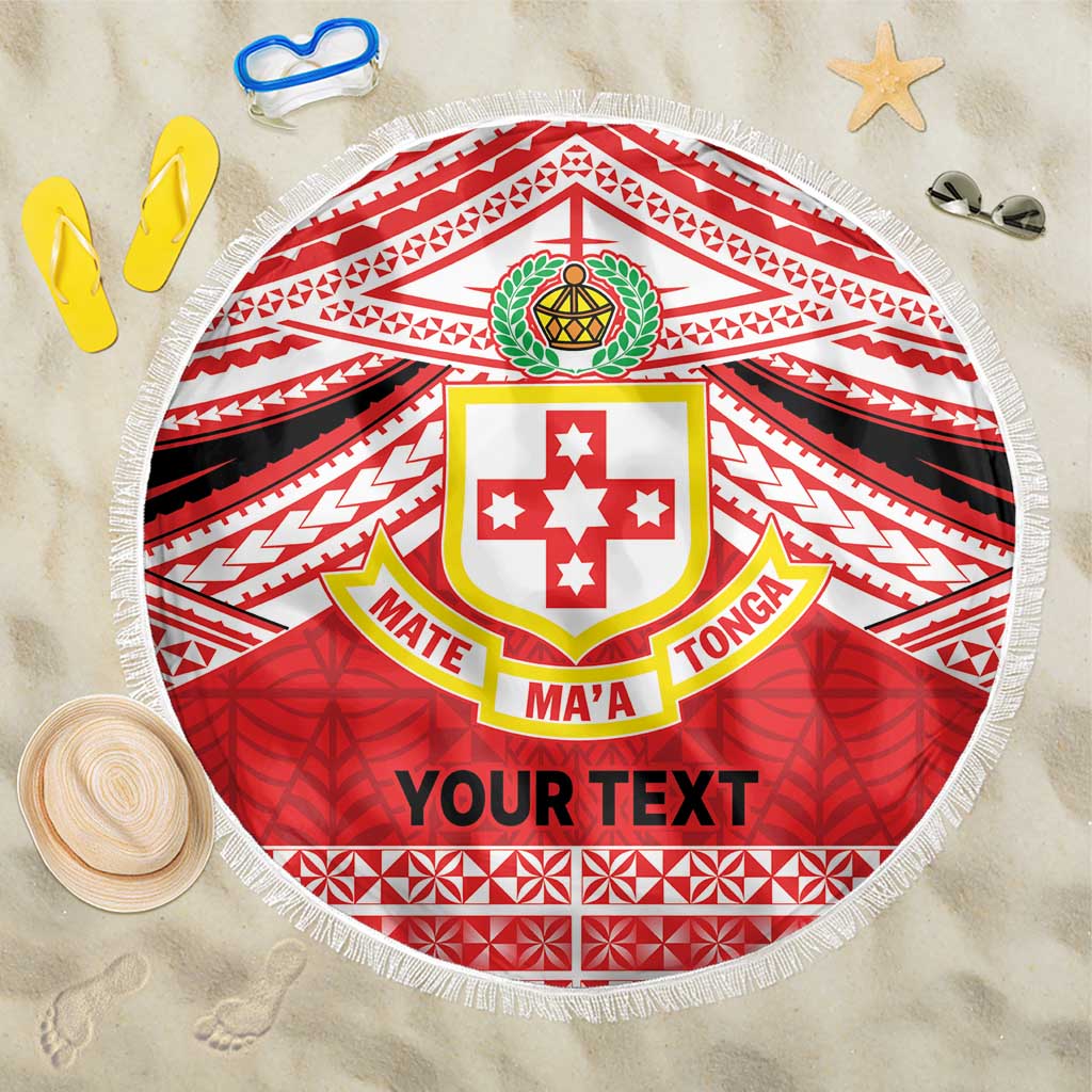 Personalised Kolisi Tonga College Atele Beach Blanket Polynesian Ngatu Tribal LT9 One Size 150cm Red - Polynesian Pride