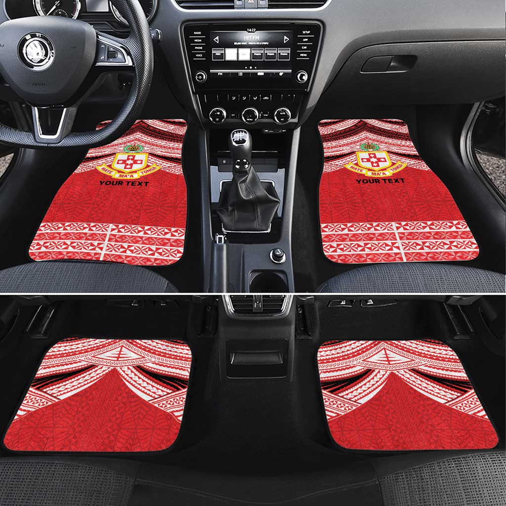 Personalised Kolisi Tonga College Atele Car Mats Polynesian Ngatu Tribal LT9 Set 4pcs Red - Polynesian Pride