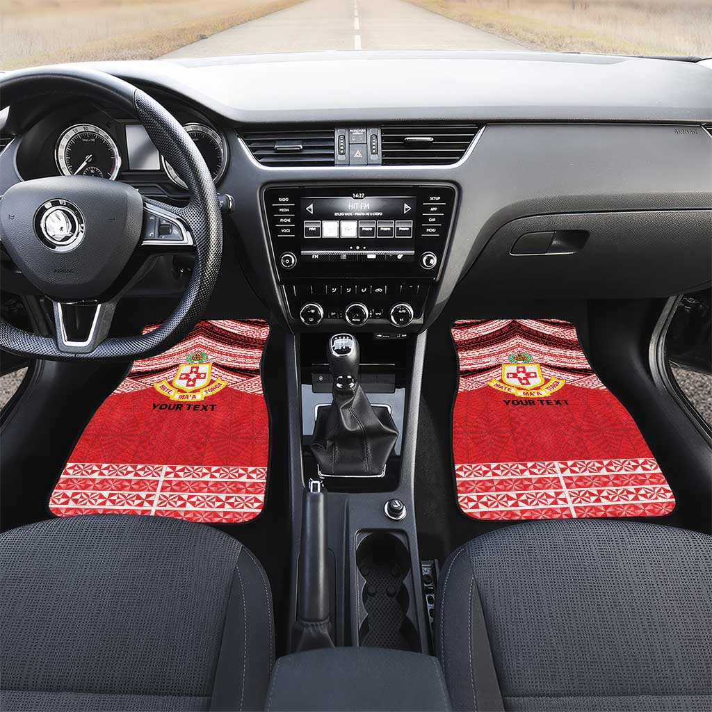 Personalised Kolisi Tonga College Atele Car Mats Polynesian Ngatu Tribal LT9 Set 2pcs - Front Red - Polynesian Pride