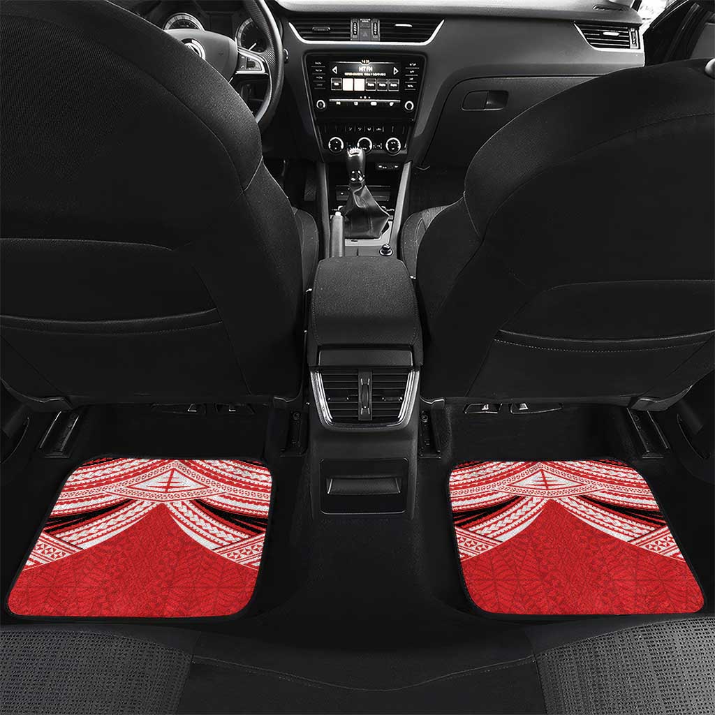 Personalised Kolisi Tonga College Atele Car Mats Polynesian Ngatu Tribal LT9 Set 2pcs - Back Red - Polynesian Pride