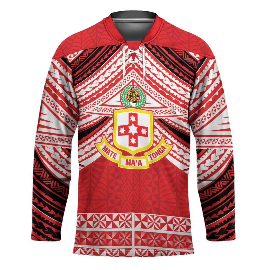 Personalised Kolisi Tonga College Atele Hockey Jersey Polynesian Ngatu Tribal LT9 Unisex Red - Polynesian Pride
