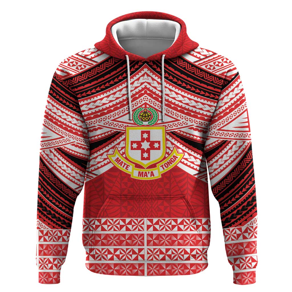Personalised Kolisi Tonga College Atele Hoodie Polynesian Ngatu Tribal LT9 Pullover Hoodie Red - Polynesian Pride