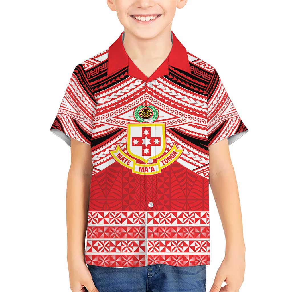 Personalised Kolisi Tonga College Atele Kid Hawaiian Shirt Polynesian Ngatu Tribal LT9 Kid Red - Polynesian Pride