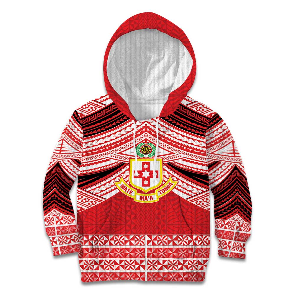Personalised Kolisi Tonga College Atele Kid Hoodie Polynesian Ngatu Tribal LT9 Hoodie Red - Polynesian Pride