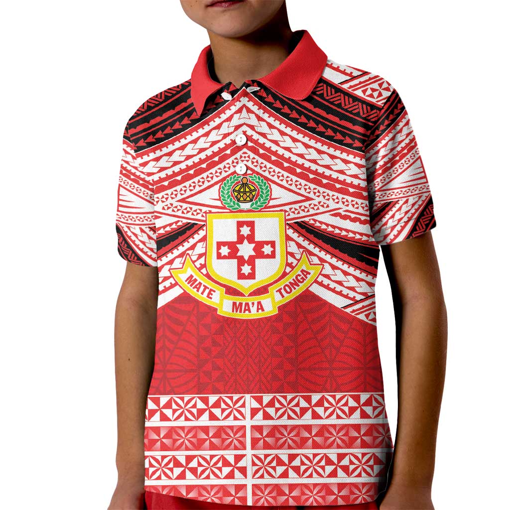 Personalised Kolisi Tonga College Atele Kid Polo Shirt Polynesian Ngatu Tribal LT9 Kid Red - Polynesian Pride