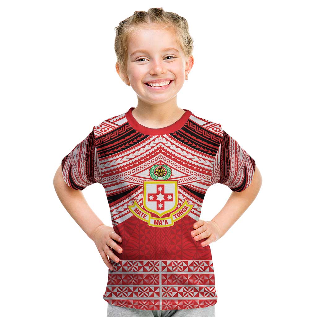 Personalised Kolisi Tonga College Atele Kid T Shirt Polynesian Ngatu Tribal LT9 Red - Polynesian Pride