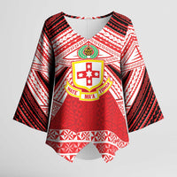Personalised Kolisi Tonga College Atele Kimono Sleeve Blouse Polynesian Ngatu Tribal LT9 Female Red - Polynesian Pride