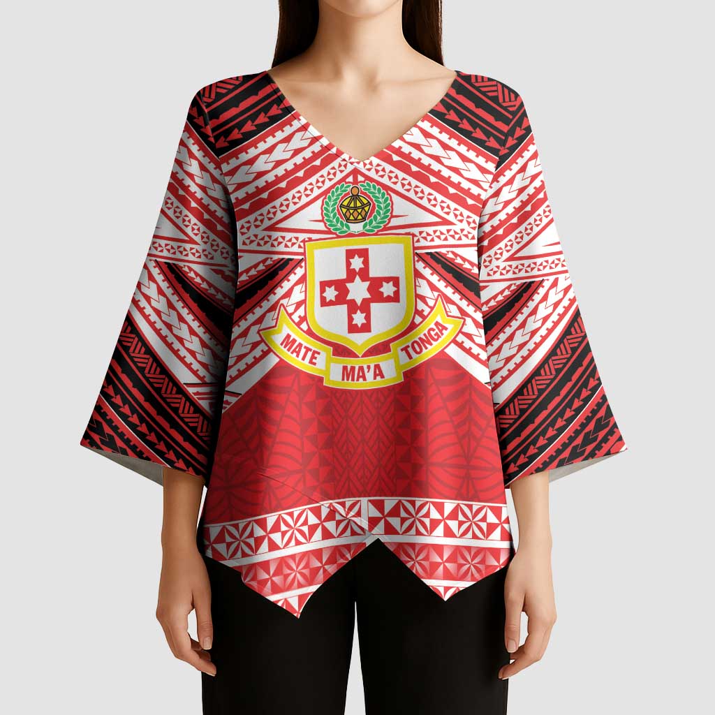 Personalised Kolisi Tonga College Atele Kimono Sleeve Blouse Polynesian Ngatu Tribal LT9 - Polynesian Pride