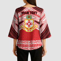 Personalised Kolisi Tonga College Atele Kimono Sleeve Blouse Polynesian Ngatu Tribal LT9 - Polynesian Pride