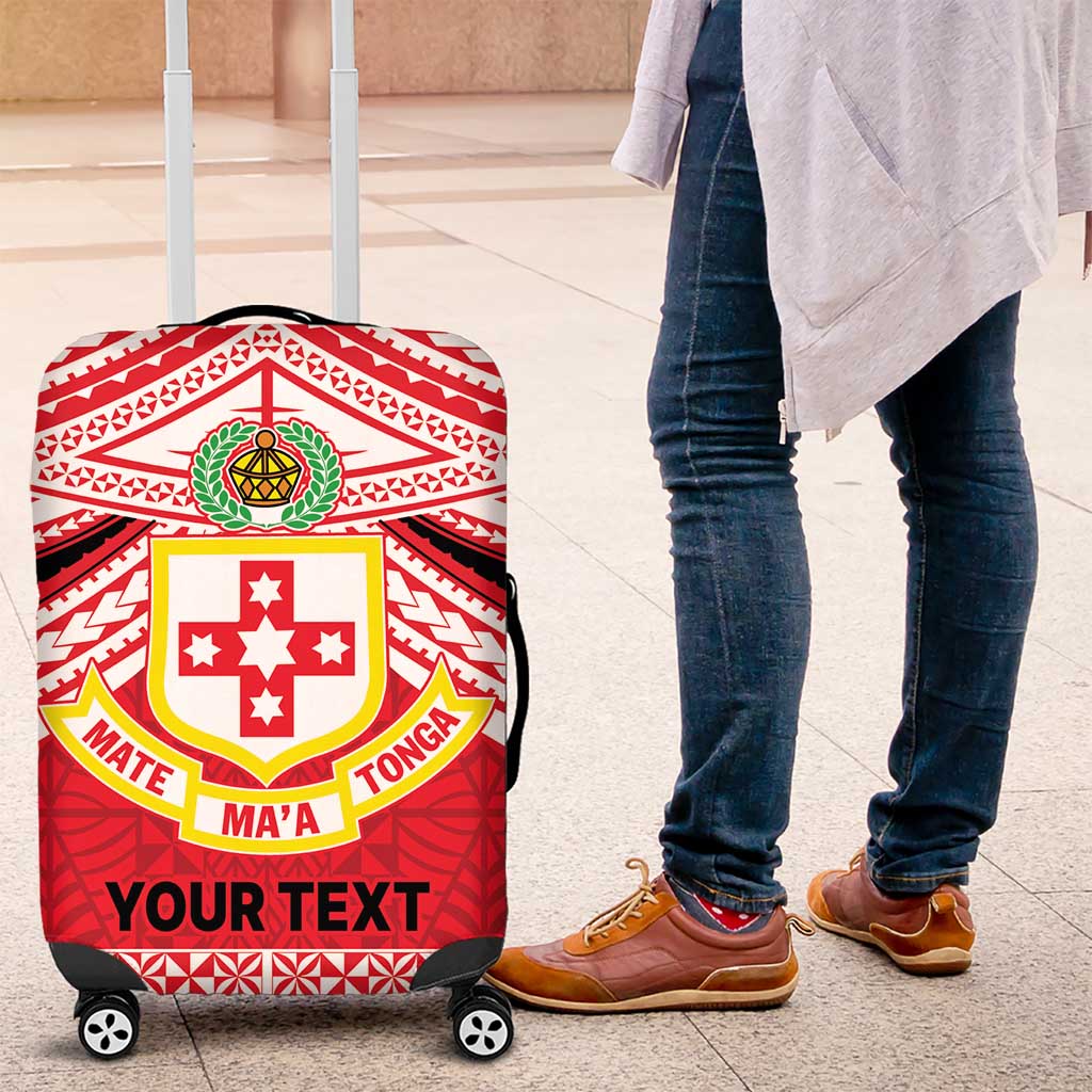 Personalised Kolisi Tonga College Atele Luggage Cover Polynesian Ngatu Tribal LT9 Red - Polynesian Pride