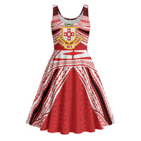 Personalised Kolisi Tonga College Atele Midi Dress Polynesian Ngatu Tribal LT9 Red - Polynesian Pride