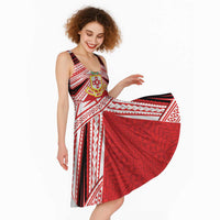 Personalised Kolisi Tonga College Atele Midi Dress Polynesian Ngatu Tribal LT9 - Polynesian Pride