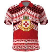 Personalised Kolisi Tonga College Atele Polo Shirt Polynesian Ngatu Tribal LT9 Red - Polynesian Pride