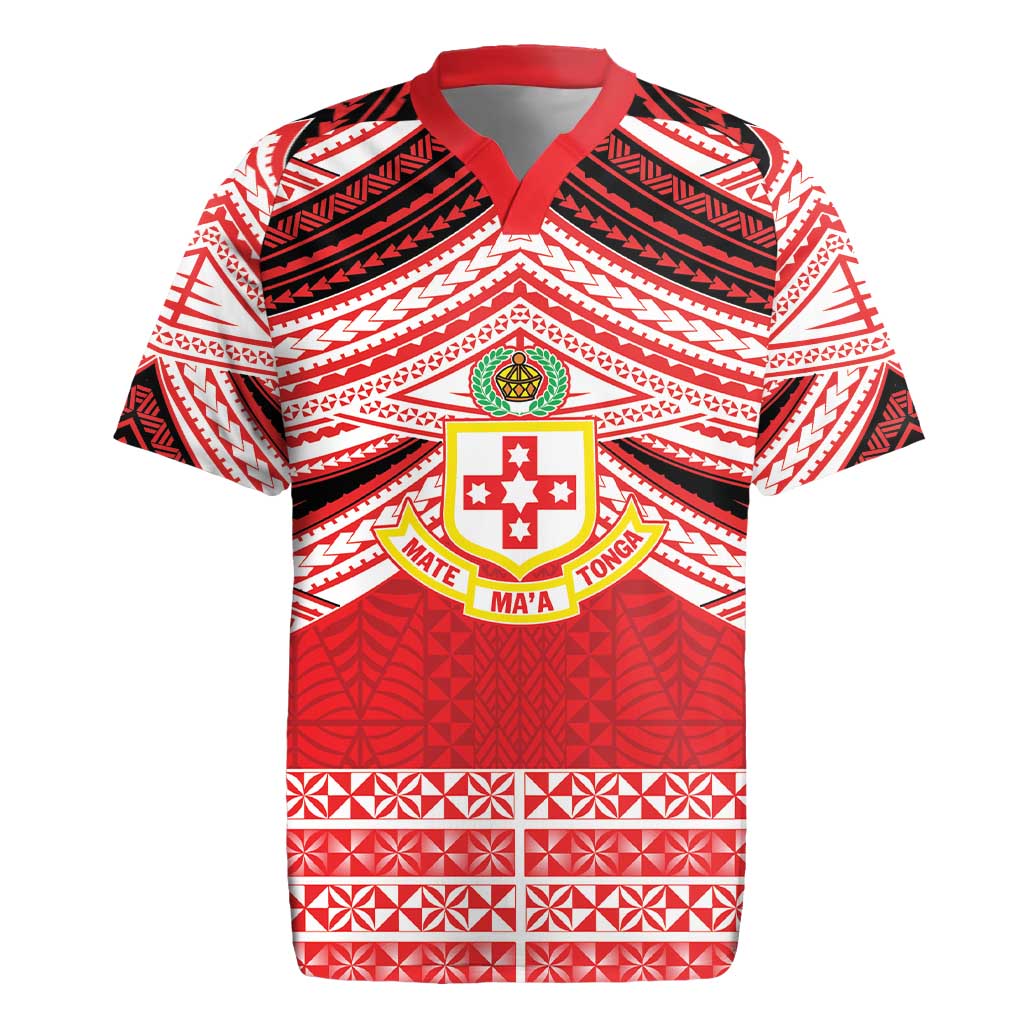 Personalised Kolisi Tonga College Atele Rugby Jersey Polynesian Ngatu Tribal LT9 Red - Polynesian Pride