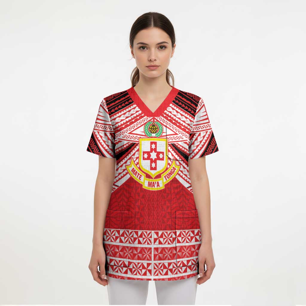 Personalised Kolisi Tonga College Atele Scrub Top Polynesian Ngatu Tribal LT9 - Polynesian Pride