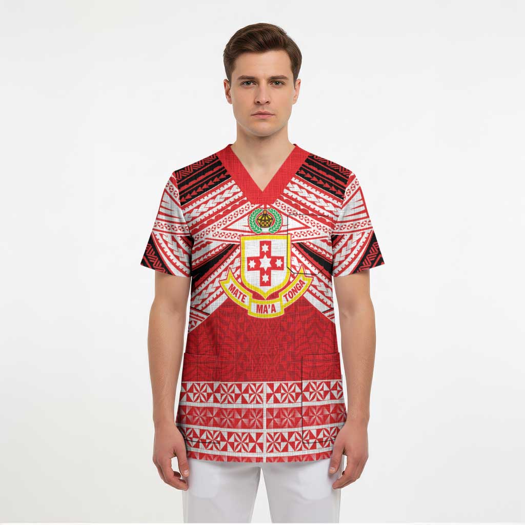 Personalised Kolisi Tonga College Atele Scrub Top Polynesian Ngatu Tribal LT9 - Polynesian Pride