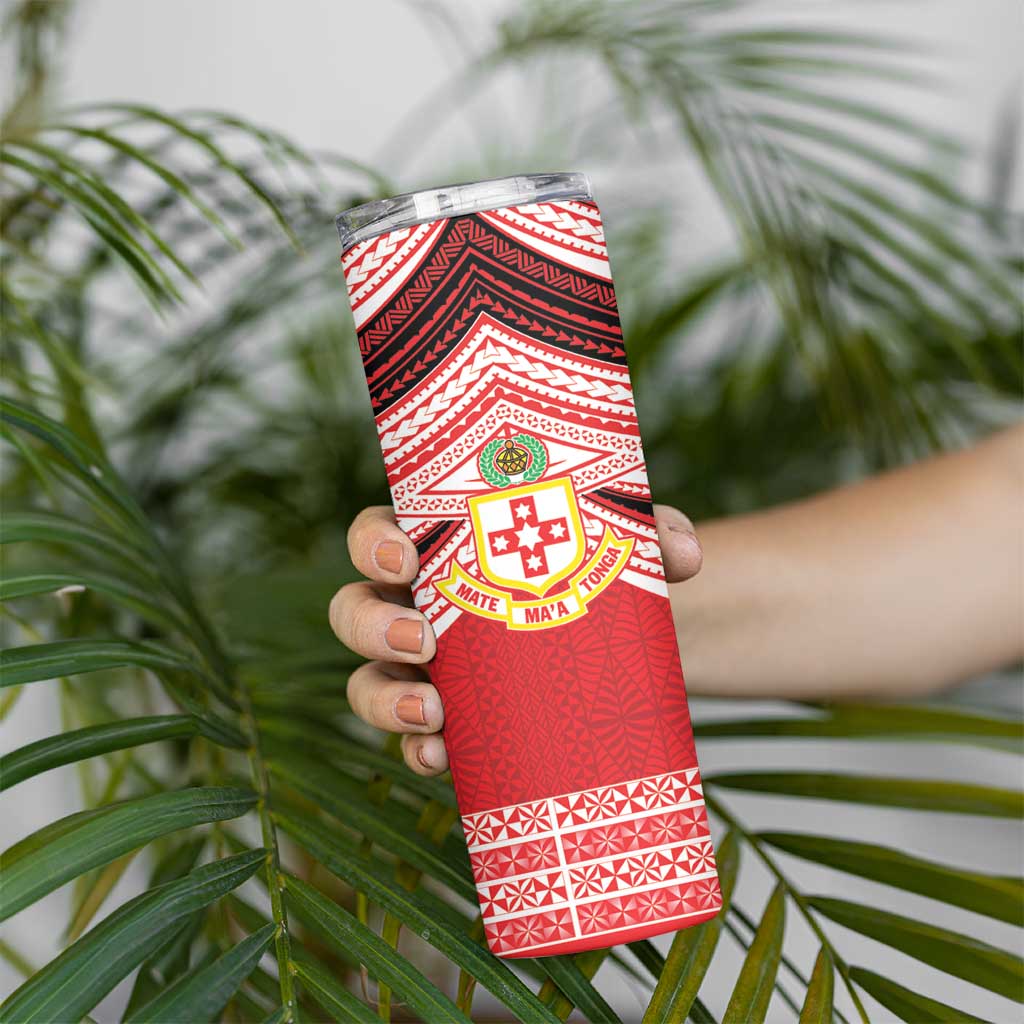 Personalised Kolisi Tonga College Atele Skinny Tumbler Polynesian Ngatu Tribal LT9 - Polynesian Pride