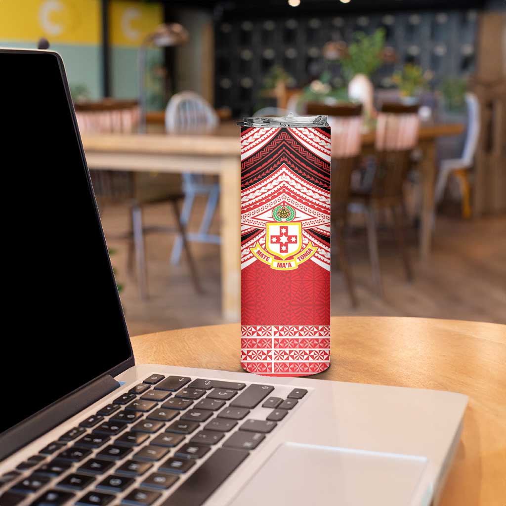 Personalised Kolisi Tonga College Atele Skinny Tumbler Polynesian Ngatu Tribal LT9 - Polynesian Pride