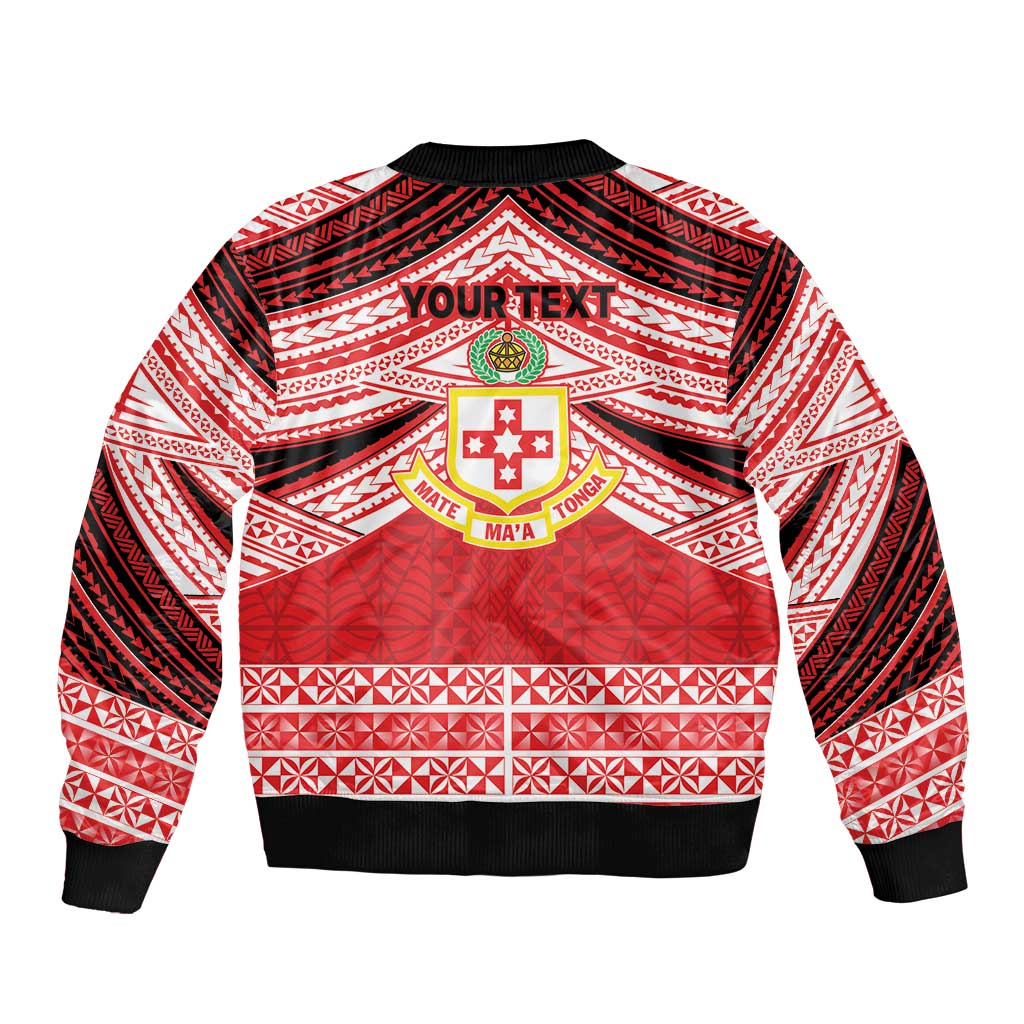 Personalised Kolisi Tonga College Atele Sleeve Zip Bomber Jacket Polynesian Ngatu Tribal LT9 - Polynesian Pride