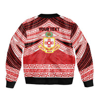 Personalised Kolisi Tonga College Atele Sleeve Zip Bomber Jacket Polynesian Ngatu Tribal LT9 - Polynesian Pride