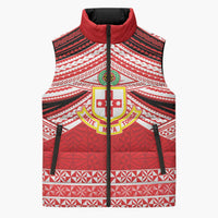 Personalised Kolisi Tonga College Atele Sleeveless Puffer Jacket Polynesian Ngatu Tribal LT9 Unisex Red - Polynesian Pride
