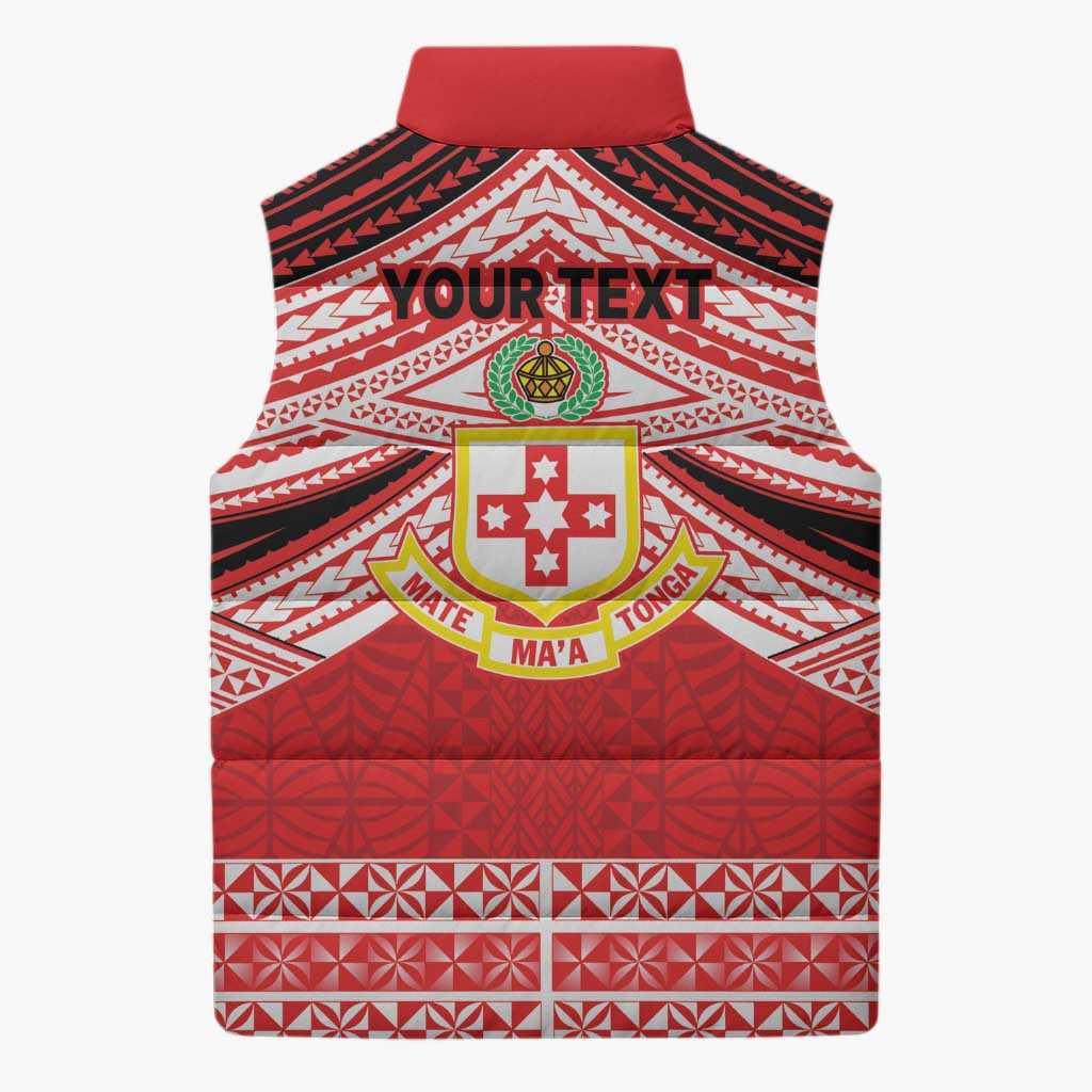 Personalised Kolisi Tonga College Atele Sleeveless Puffer Jacket Polynesian Ngatu Tribal LT9 - Polynesian Pride
