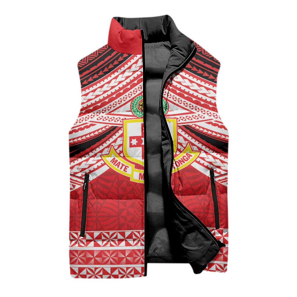 Personalised Kolisi Tonga College Atele Sleeveless Puffer Jacket Polynesian Ngatu Tribal LT9 - Polynesian Pride