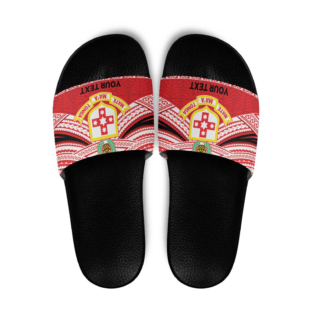 Personalised Kolisi Tonga College Atele Slide Sandals Polynesian Ngatu Tribal LT9 Red - Polynesian Pride