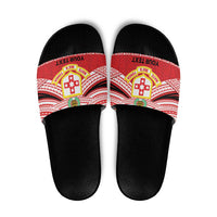 Personalised Kolisi Tonga College Atele Slide Sandals Polynesian Ngatu Tribal LT9 Red - Polynesian Pride