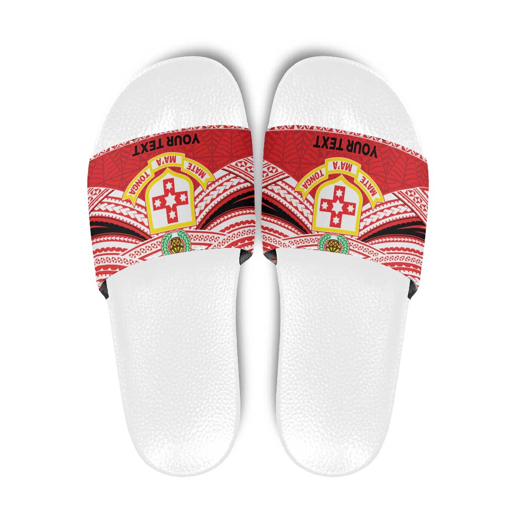 Personalised Kolisi Tonga College Atele Slide Sandals Polynesian Ngatu Tribal LT9 Red - Polynesian Pride