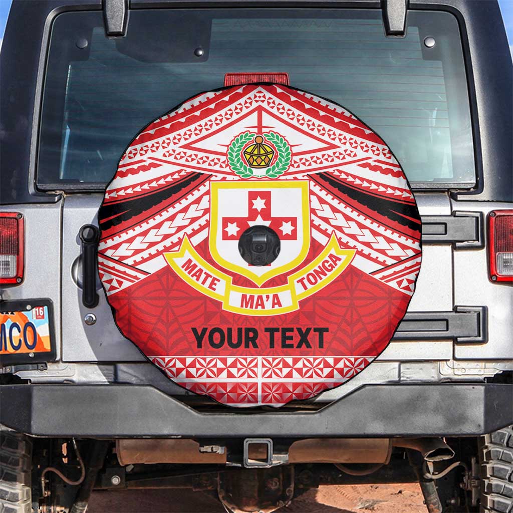 Personalised Kolisi Tonga College Atele Spare Tire Cover Polynesian Ngatu Tribal LT9 Red - Polynesian Pride