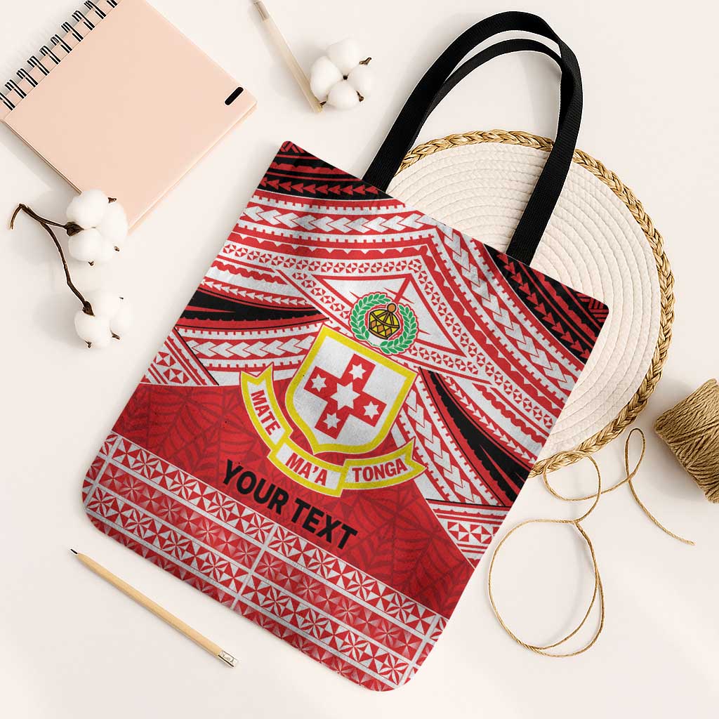 Personalised Kolisi Tonga College Atele Tote Bag Polynesian Ngatu Tribal LT9 Black Strap One Size Red - Polynesian Pride