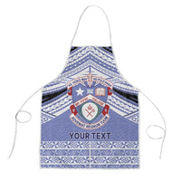 Personalised Tonga Apifoou College Apron Polynesian Ngatu Tribal LT9 Blue - Polynesian Pride