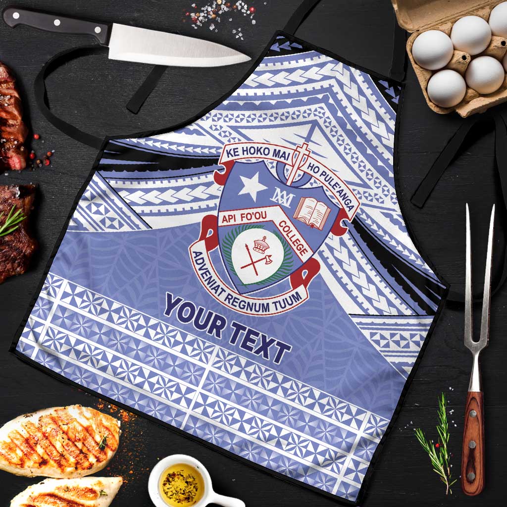 Personalised Tonga Apifoou College Apron Polynesian Ngatu Tribal LT9 Blue - Polynesian Pride
